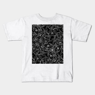 Floral tracery in black and white, elegant ornamental monochrome print Kids T-Shirt